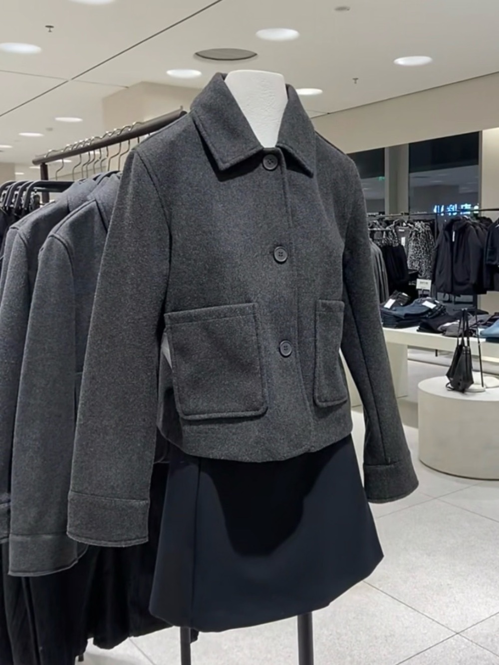 Women Charcoal Wool-Blend Jacket - size S